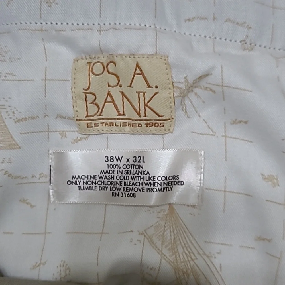 NWT Jos A Banks men's flat front khaki pants size 38x32